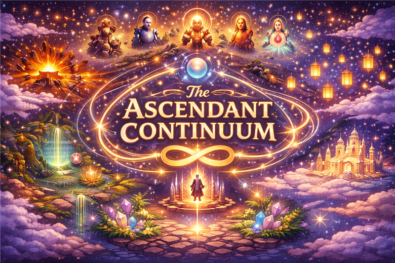The Ascendant Continuum realms showcase featuring mystical landscapes and magical environments
